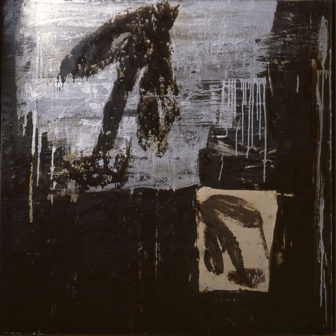 huile-et-collage-sur-papier-goudron-maroufle-sur-toile-150-x-150-cm-1994